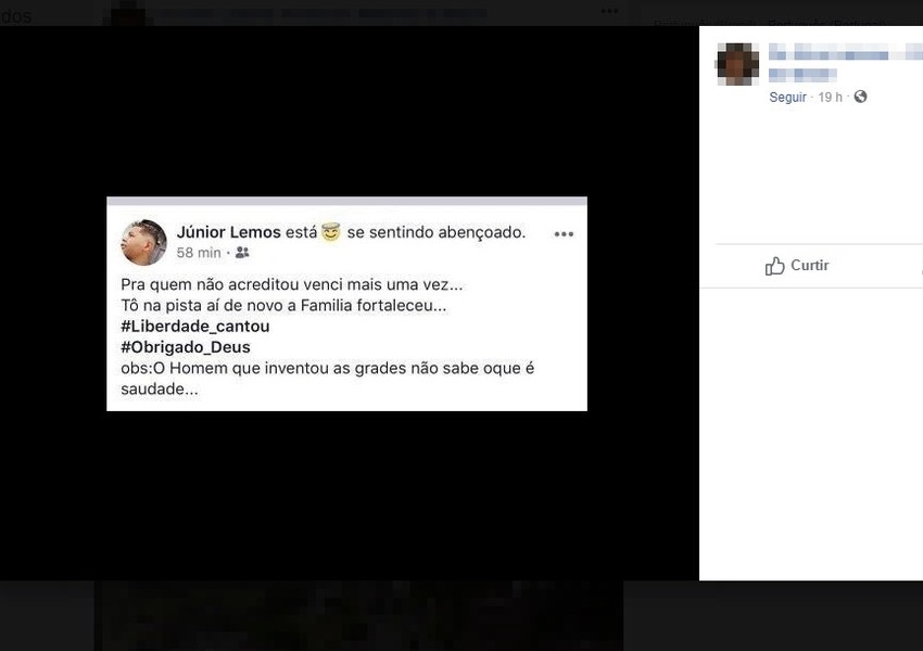 Jovem é morto 1 dia após fazer post em rede social celebrando saída da prisão