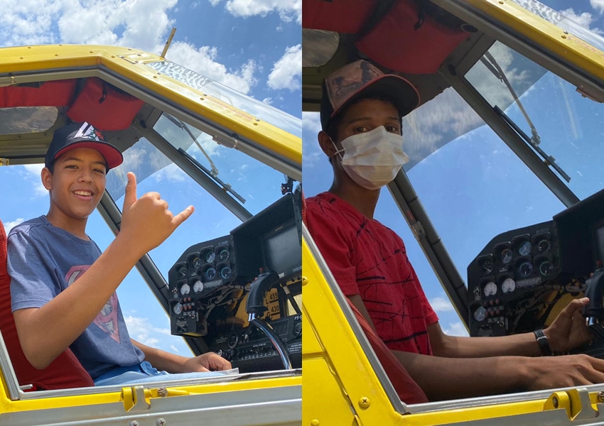 Bombeiros realizam sonho de jovens de conhecer pilotos e aeronaves Air Tractor