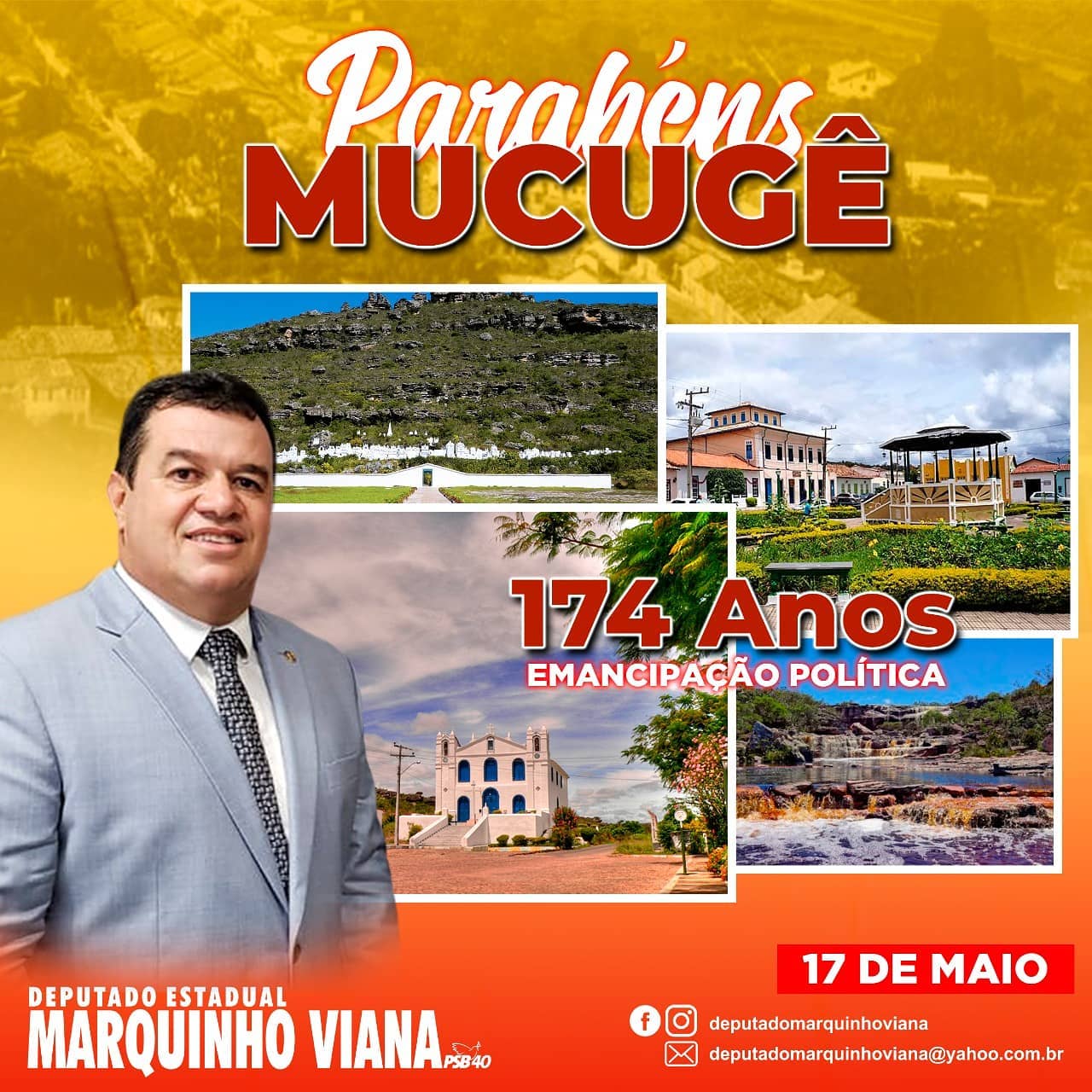 Deputado Marquinho Viana parabeniza Mucugê pelo aniversário de emancipação política