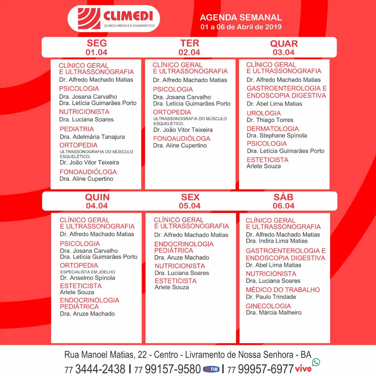 Confira agenda da CLIMEDI desta semana