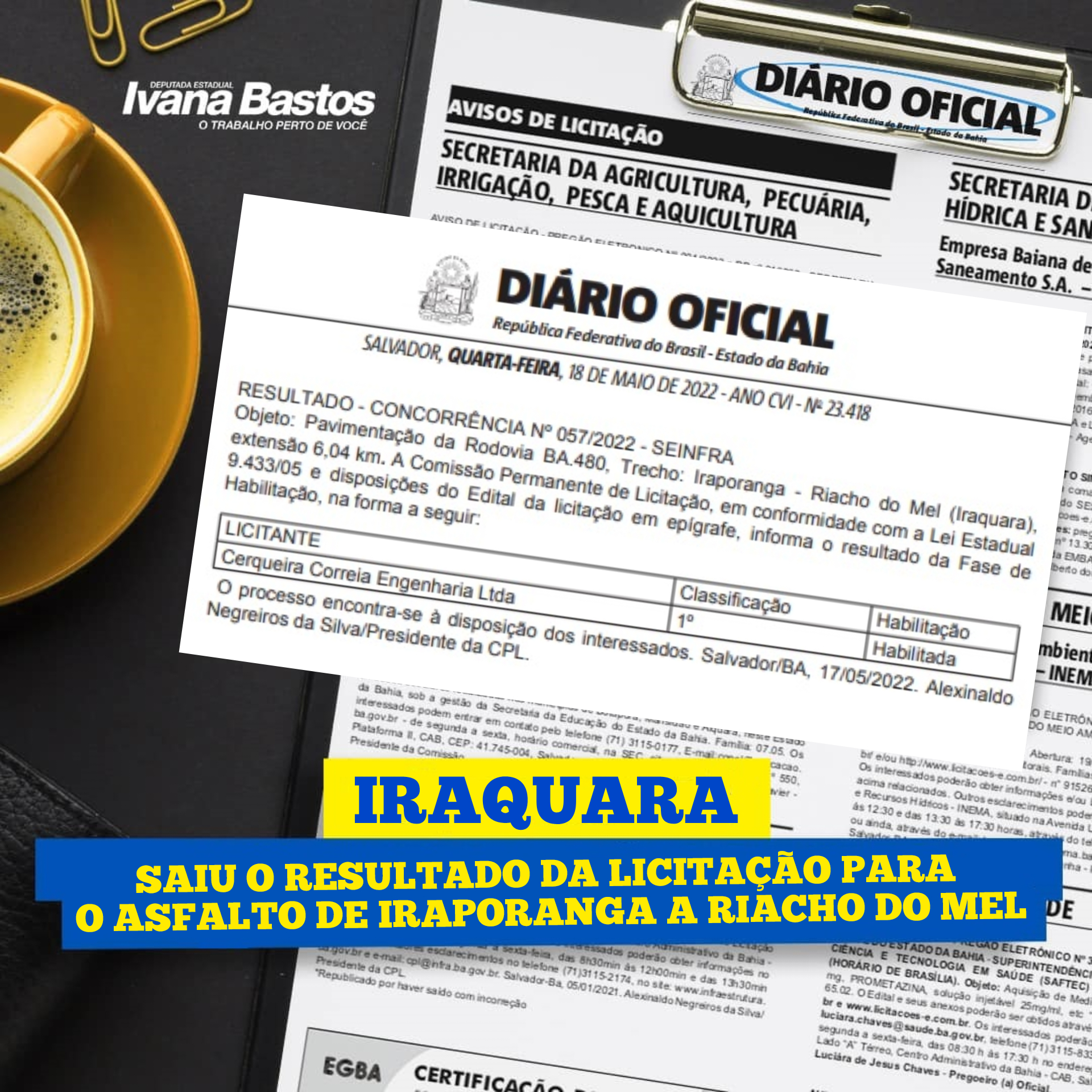 Publicado resultado da licitação para obras de pavimentação em Iraquara 