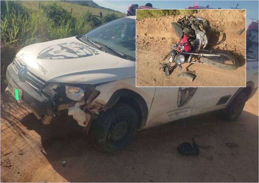 Jovem fica gravemente ferido em colisão entre carro e motocicleta em Guanambi