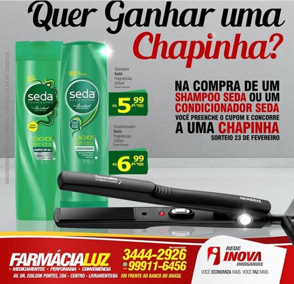 Quer ganhar uma chapinha na Farmácia Luz Rede Inova Drogarias?
