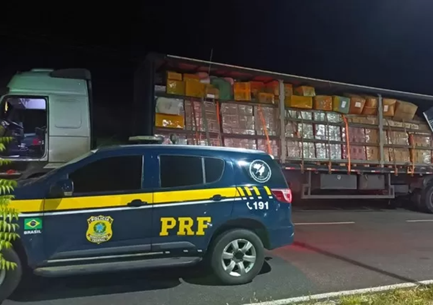 Em Jequié (BA), mais um caminhão é apreendido pela PRF transportando produtos importados sem nota fiscal
