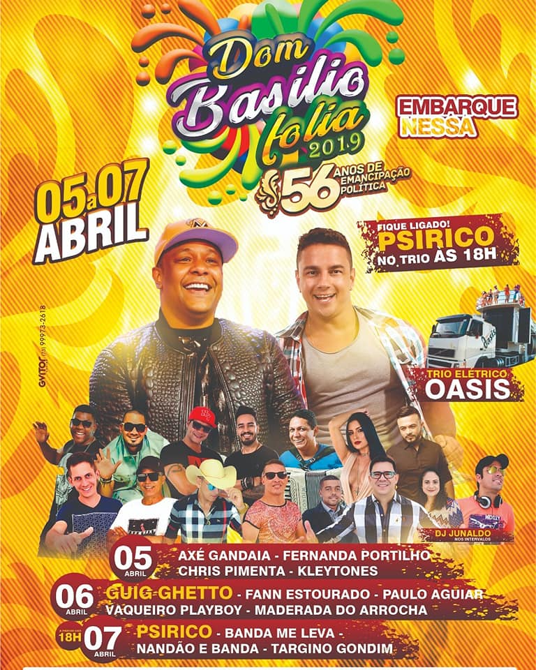 Dom Basílio folia começa nesta sexta feira; confira a programação