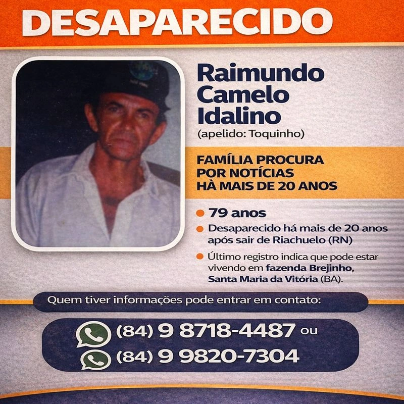 Família procura homem desaparecido há mais de 20 anos e pede ajuda na Bahia