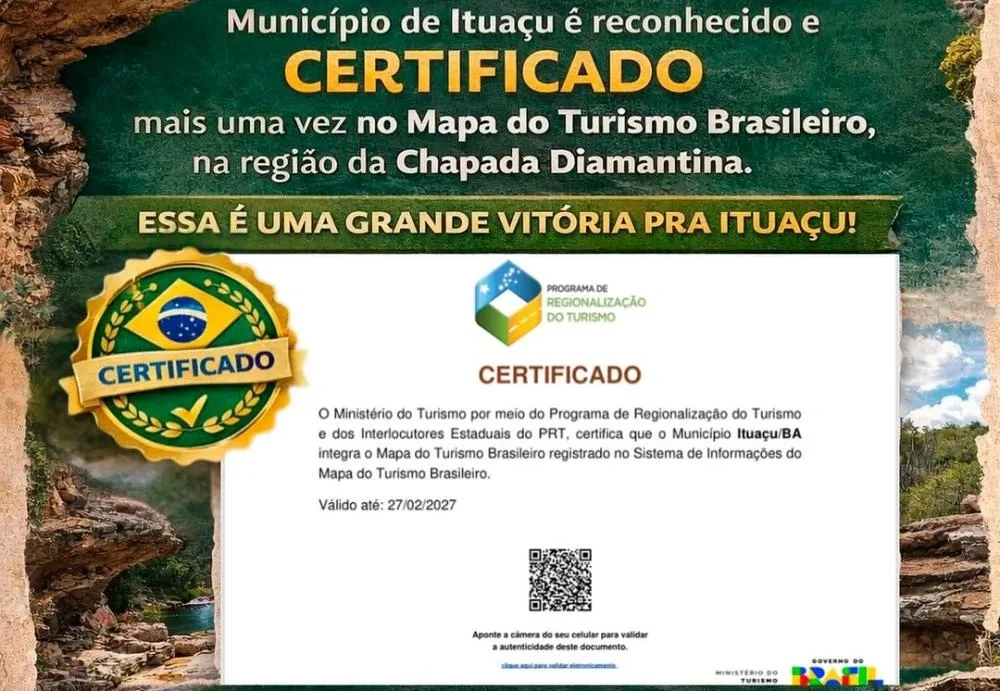 Ituaçu é o primeiro da Chapada Diamantina a garantir permanência no Mapa do Turismo em 2026