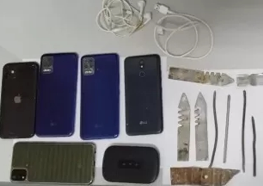 Cipe Sudoeste apreende 13 objetos perfurocortantes e celulares no Conjunto Penal de Conquista