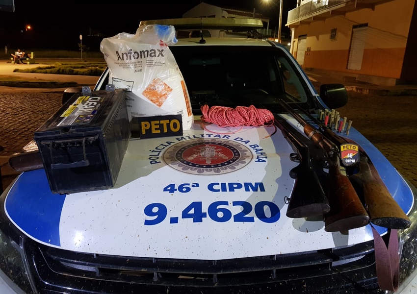 PM detém indivíduos por porte ilegal de armas e posse de explosivo na zona rural de Livramento