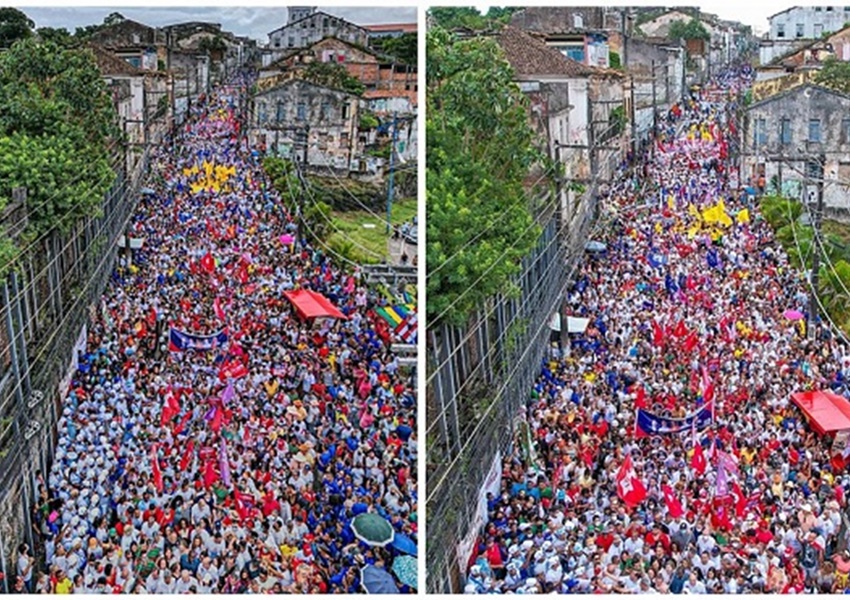 Campanha de Lula posta foto com pessoas duplicadas em Salvador