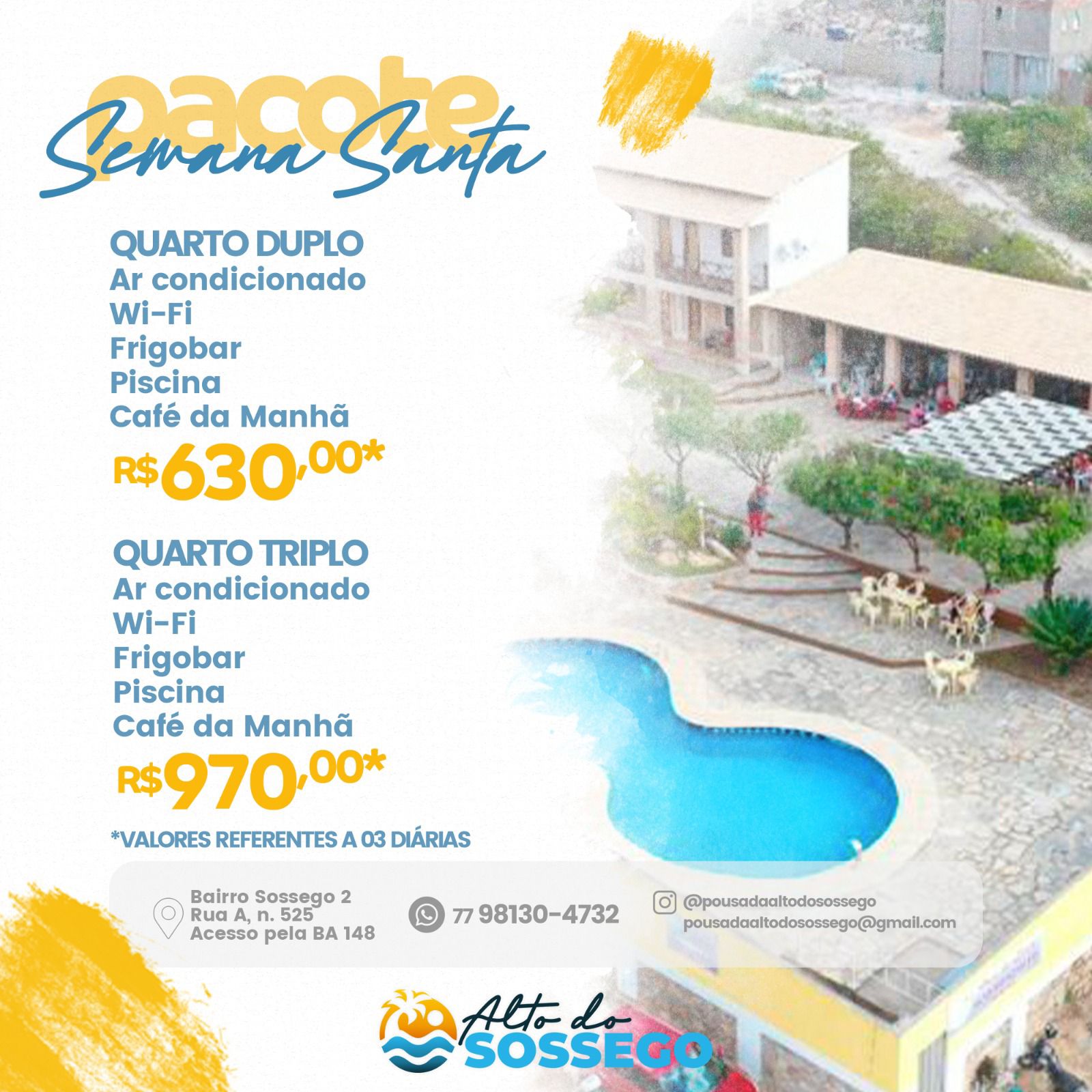 Relaxe e aproveite o feriado da Semana Santa em um ambiente confortável e tranquilo: Pousada Alto do Sossego em Rio de Contas