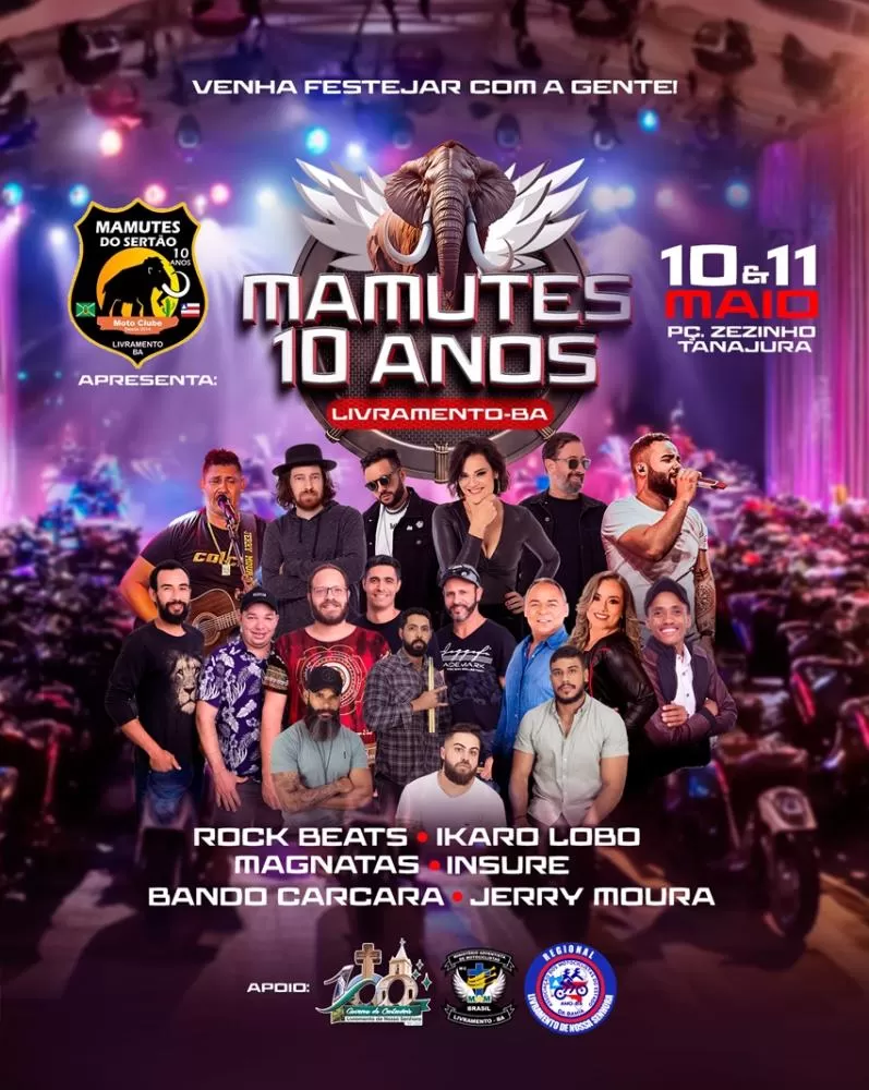 Moto Clube Mamutes do Sertão celebra 10 anos com festa na Praça Zezinho Tanajura em Livramento