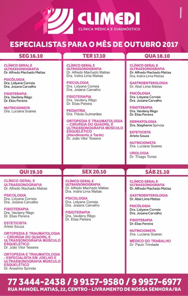 Confira agenda da Climedi desta semana