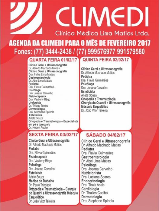 confira agenda da Climedi desta semana