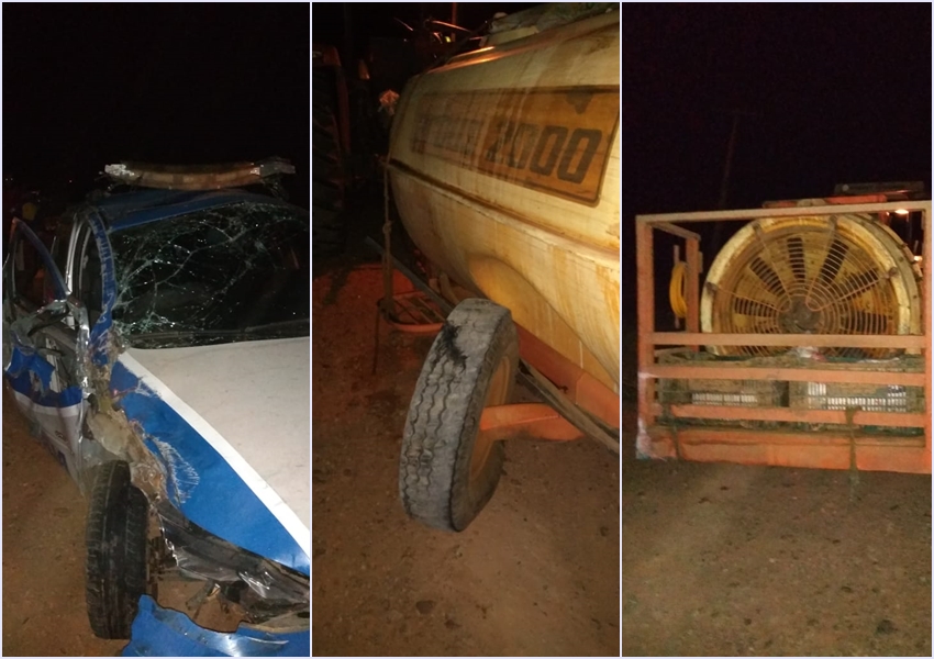 Livramento: Viatura da Polícia Civil capota após colidir na traseira de trator na BA-148