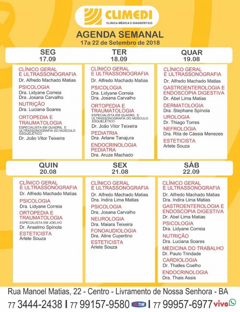Confira agenda da Climedi desta semana