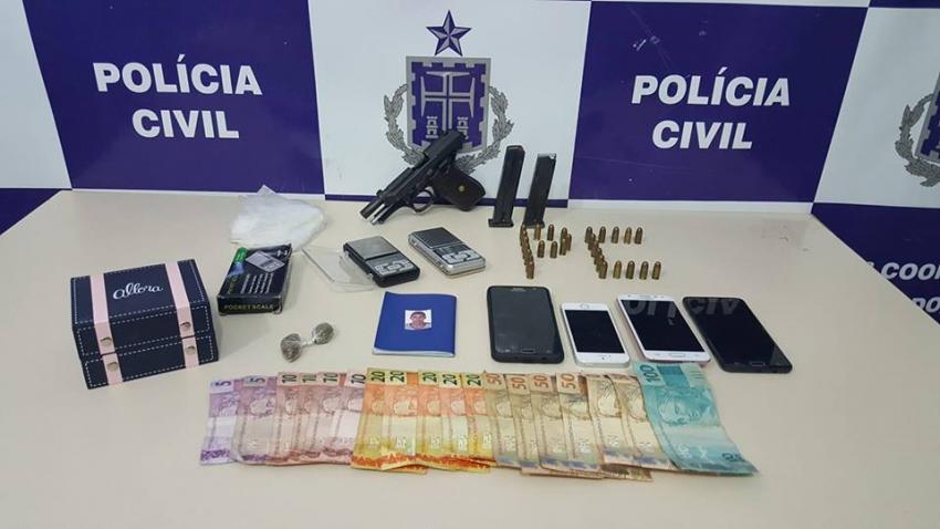 Brumado: Polícia Civil apreende pistola, munição, droga e dinheiro