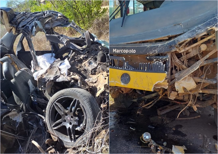Ituaçu: Jovem morre e outros ficam feridos após batida entre carro e ônibus que levava estudantes para fazer Enem 