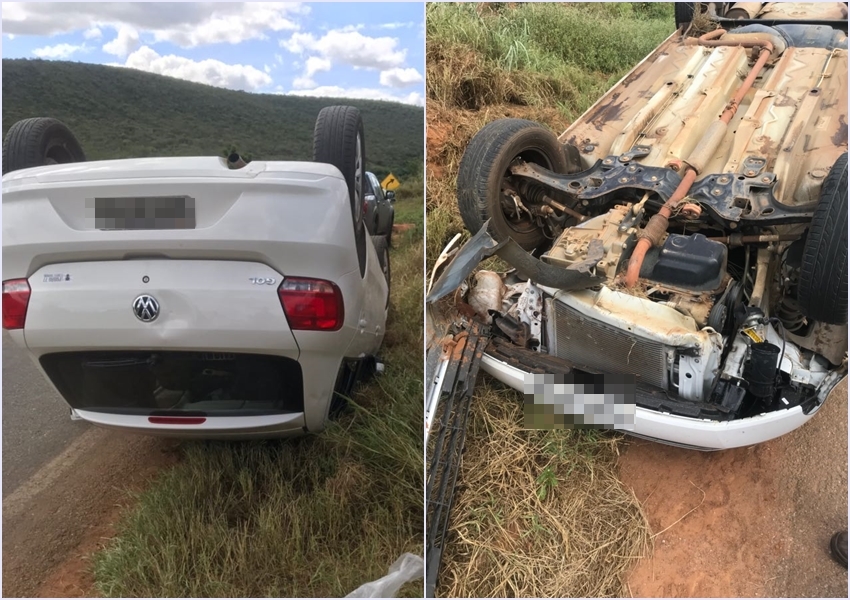 Brumado: Carro capota na BA-148, saída para Livramento de Nossa Senhora