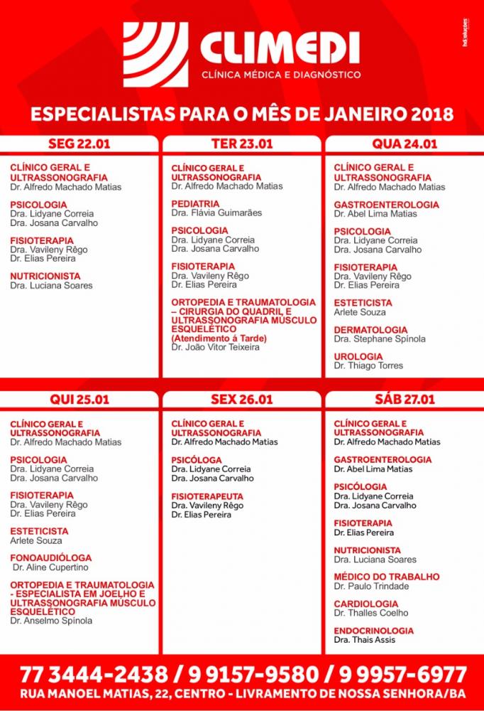 Confira agenda da Climedi desta semana