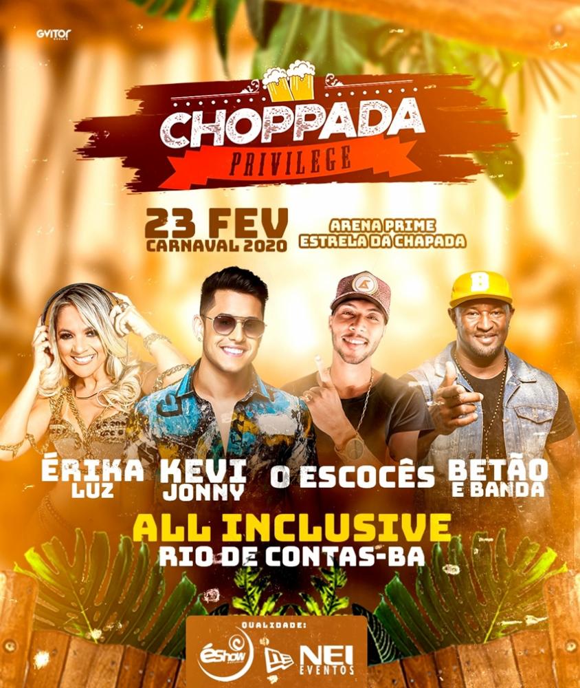 Choppada Privilege será realizada no Carnaval 2020 em Rio de Contas