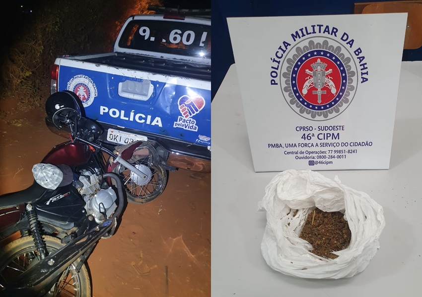 Motociclista embriagado colide no fundo de viatura e é preso com drogas em Livramento