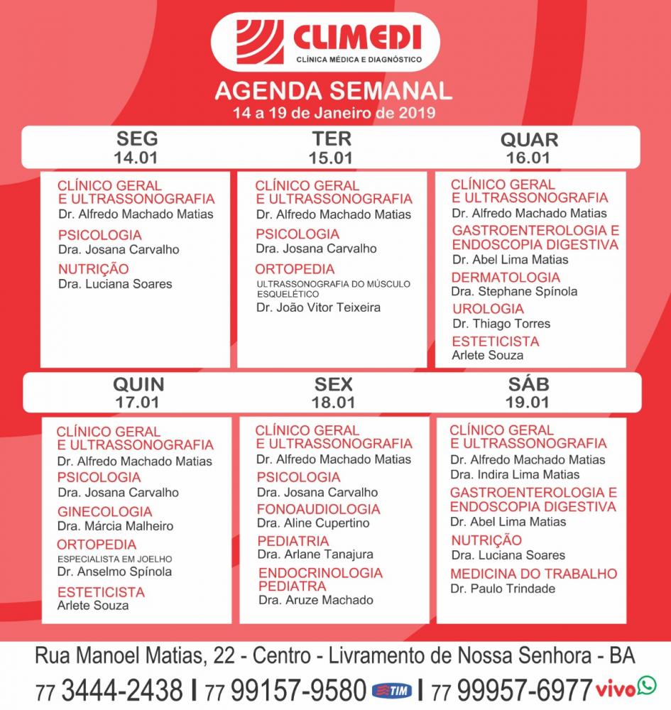 Confira agenda da Climedi desta semana