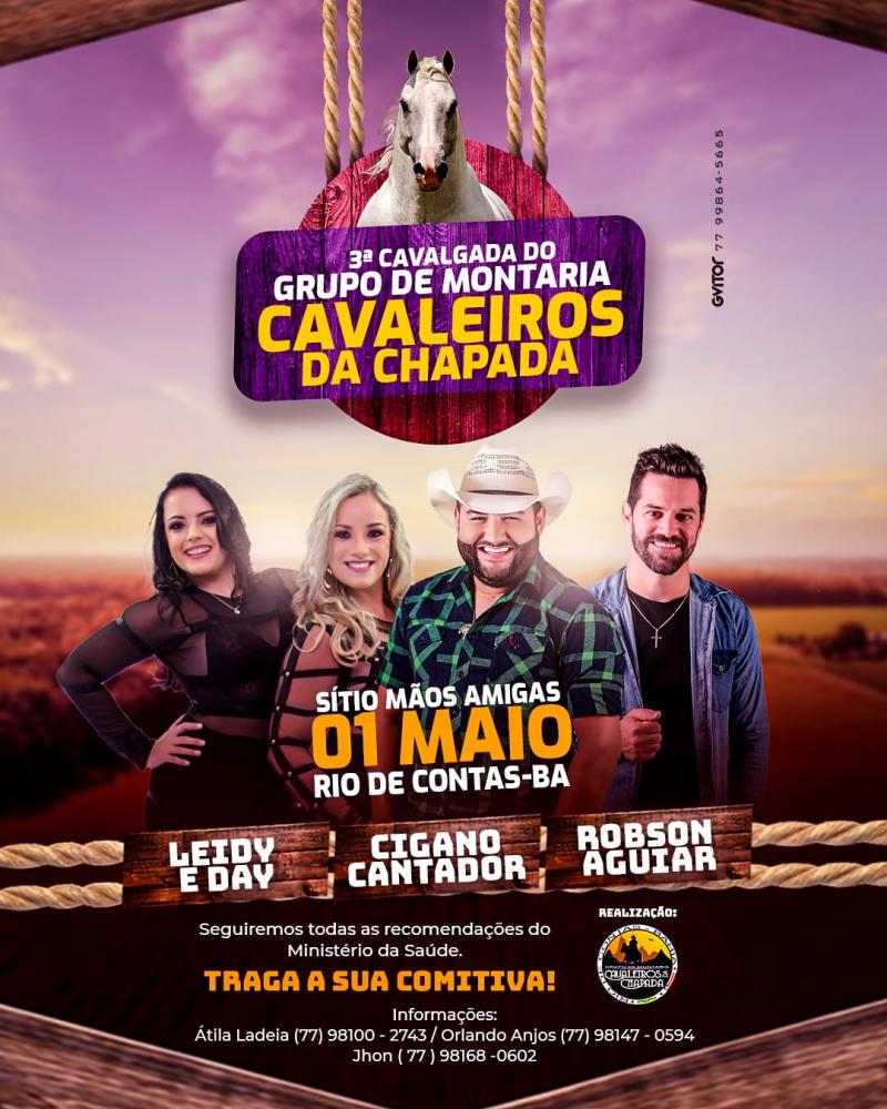 Vem aí 3ª Cavalgada do Grupo de Montaria 'Cavaleiros da Chapada' em Rio de Contas
