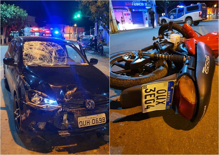 Livramento: Adolescente fica ferido ao colidir moto em carro no Bairro Taquari