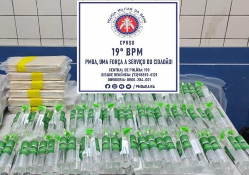 Polícia apreende tabletes de pasta base de cocaína e lança-perfume no sudoeste da Bahia