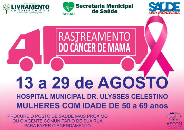Livramento: Mutirão da Mamografia será realizado do dia 13 a 29 de agosto no Hospital Municipal