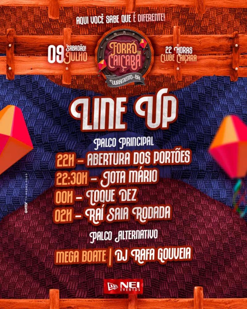 Forró do Caiçara: show em Livramento reúne Raí Saia Rodada, Toque 10, DJ Rafa Gouveia e Jota Mario