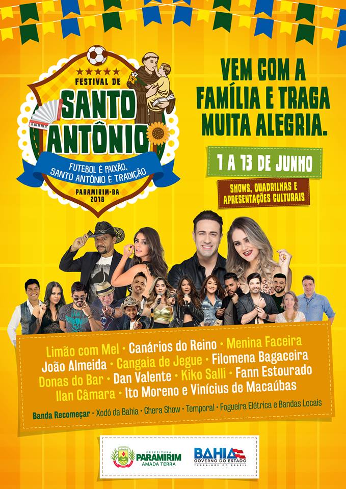 Paramirim: Prefeitura irá promover Festa de Santo Antônio em comemoração aos festejos joaninos