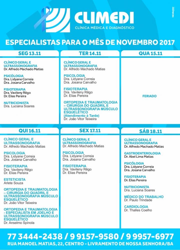 Confira agenda da Climedi desta semana