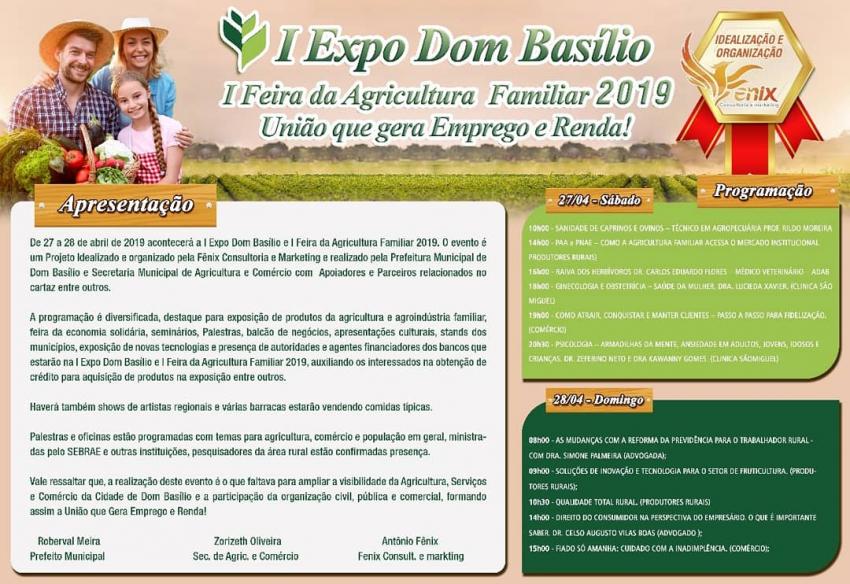 Dom Basílio realizará I Feira da Agricultura Familiar 2019