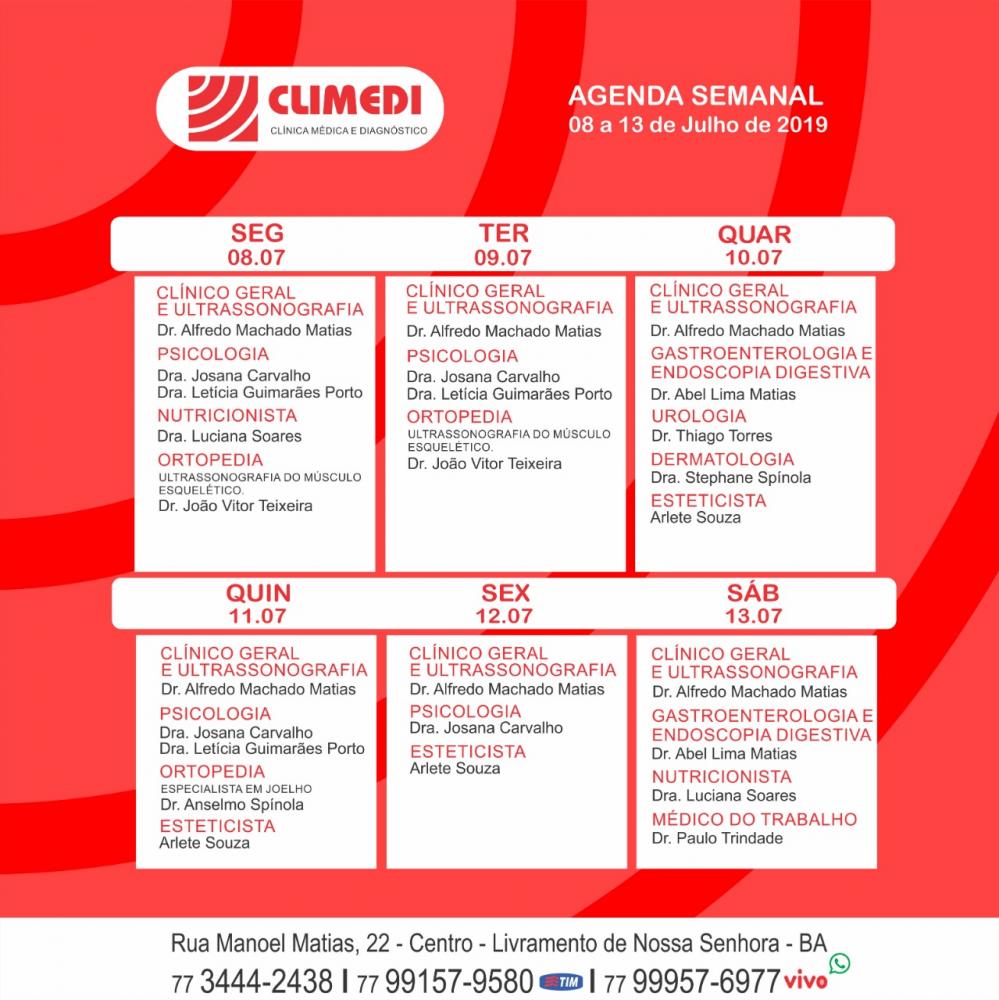 Confira agenda da Climedi desta semana
