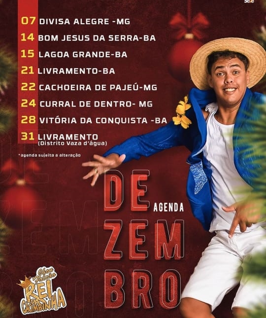 Rei da Cacimbinha irá se apresentar no tradicional Réveillon de Várzea D' Água
