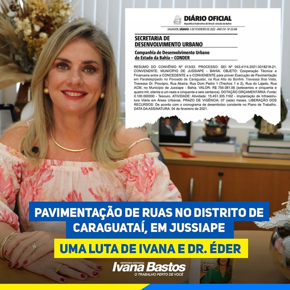 Convênio para pavimentação de distrito em Jussiape é publicado no Diário Oficial