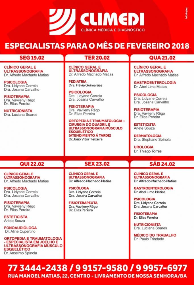 Confira agenda da CLIMEDI desta semana