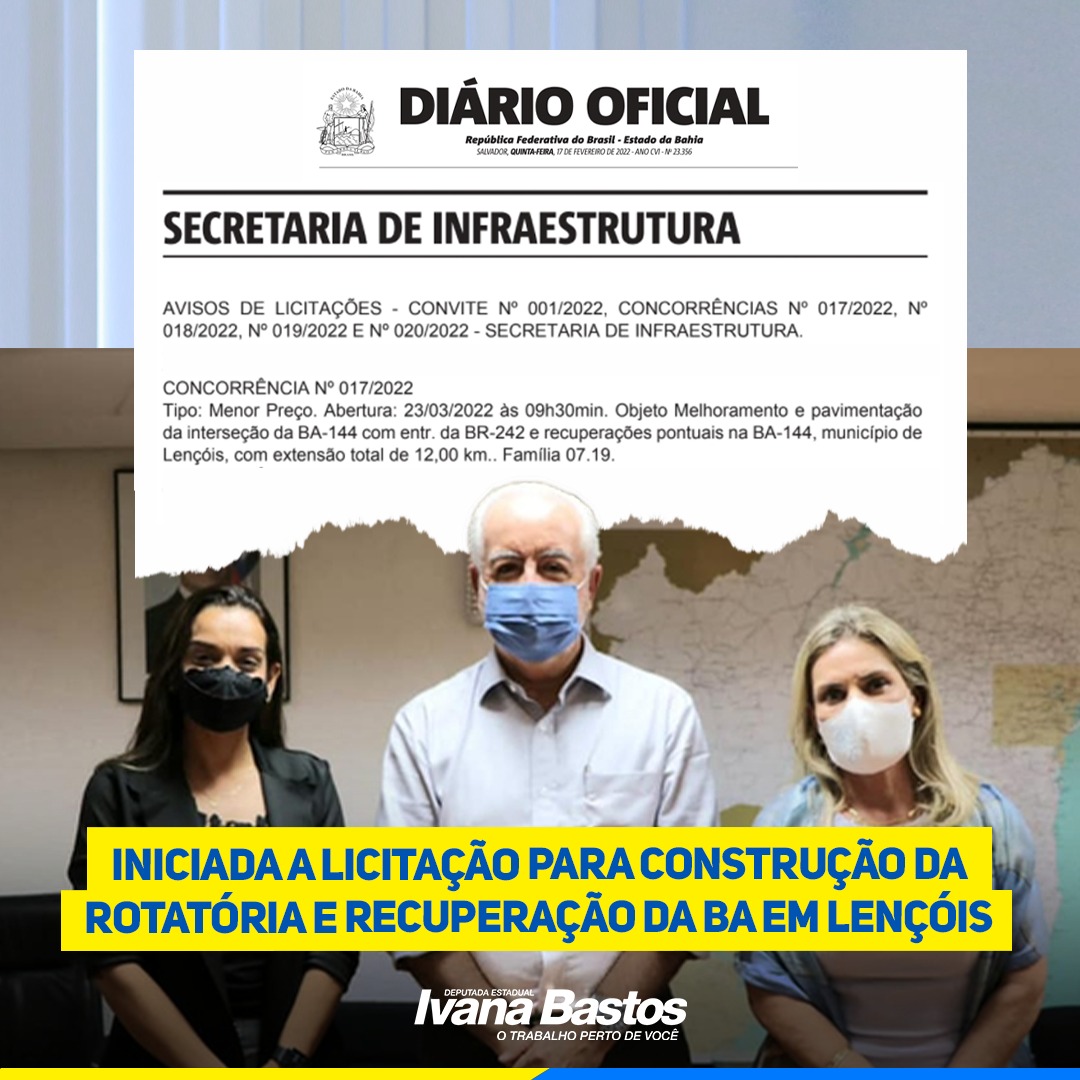 Após trabalho de Ivana e Vanessa, iniciada a licitação para construção da rotatória e recuperação da BA em Lençóis 