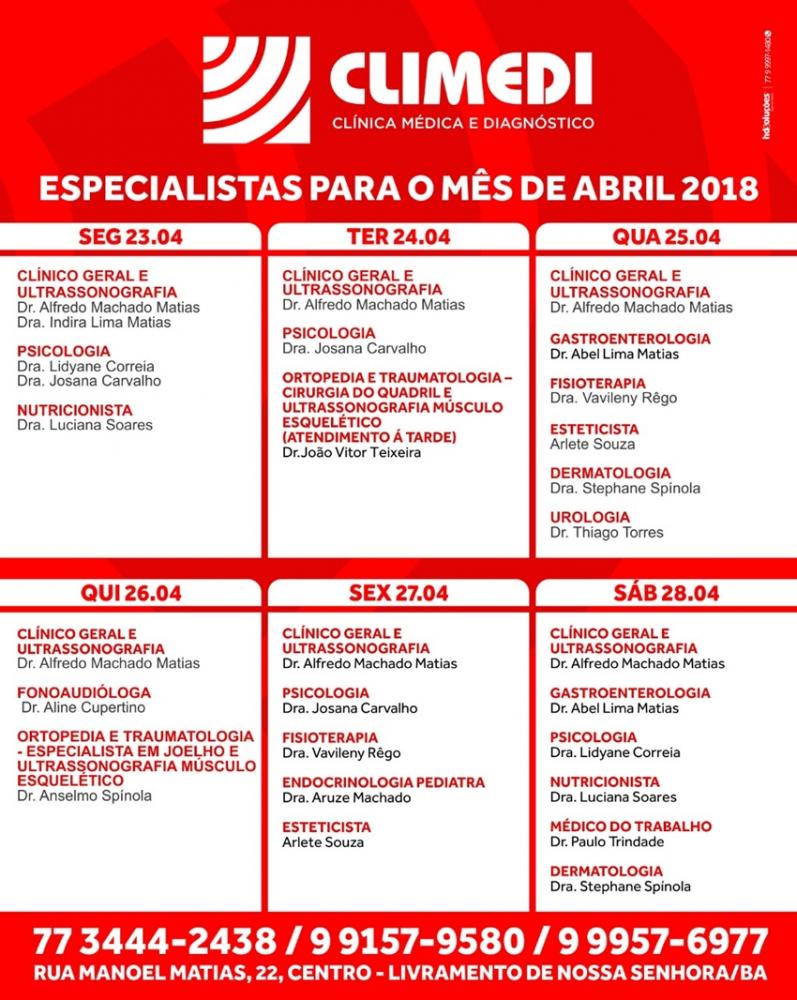 Confira a agenda da CLIMEDI desta semana