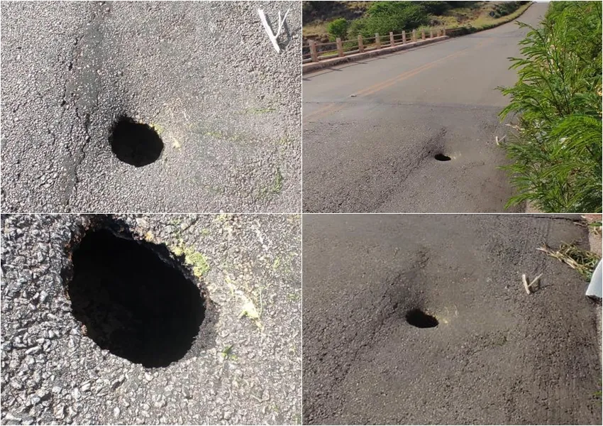 Problema recorrente: buraco na cabeceira da ponte do rio São João em Dom Basílio volta a preocupar motoristas