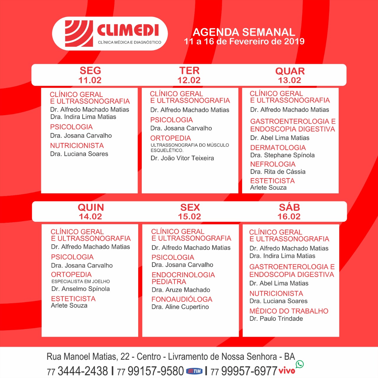 Livramento: Confira agenda semanal da CLIMEDI