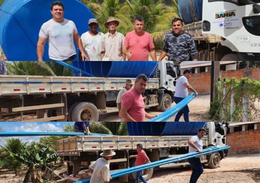 Deputado Marquinho Viana e Wilson do Café recebem materiais de obra que será realizada em Triunfo de Sincorá em Barra da Estiva