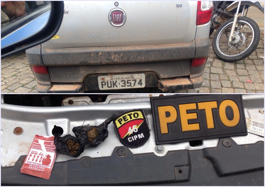 Três são detidos com carro roubado e drogas no centro de Livramento 