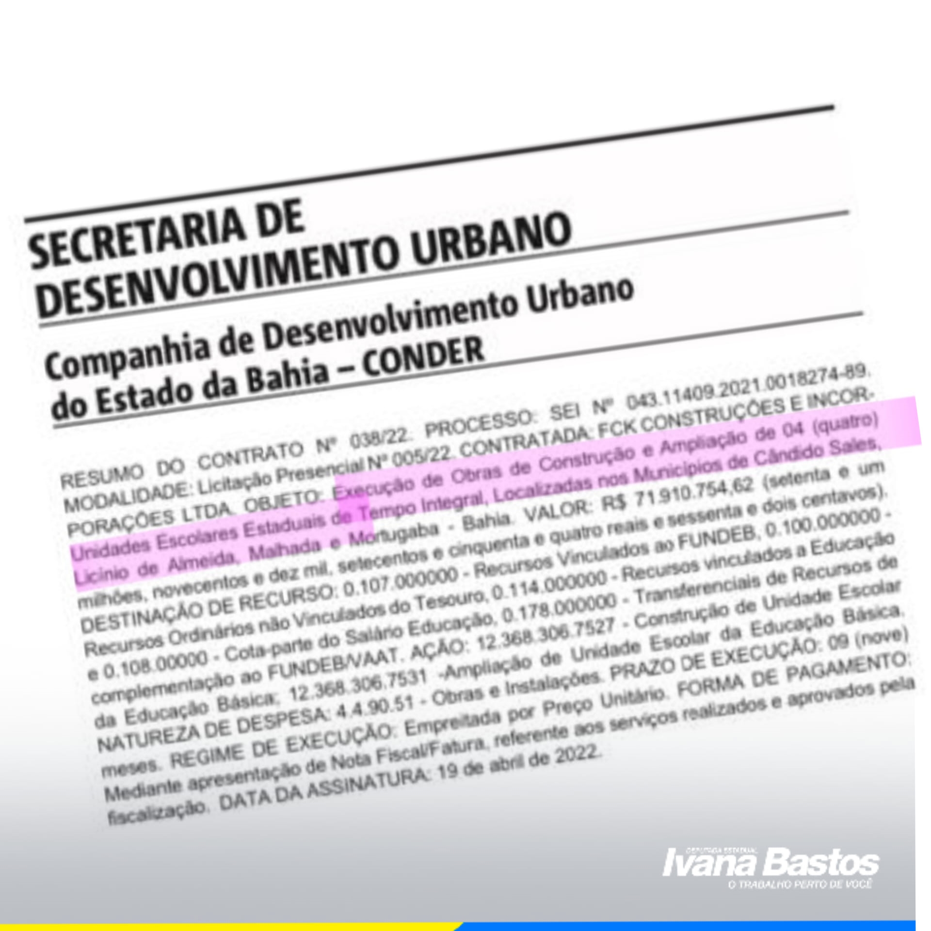 Ivana Bastos: Está chegando o novo colégio estadual de Malhada