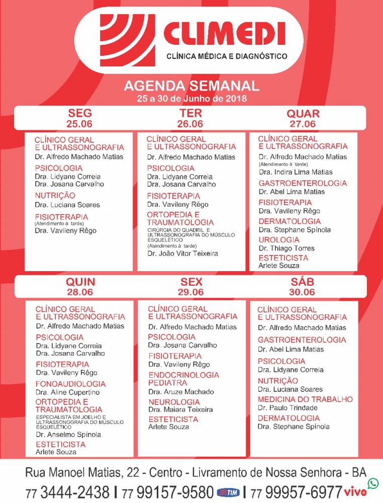 confira agenda da CLIMEDI desta semana