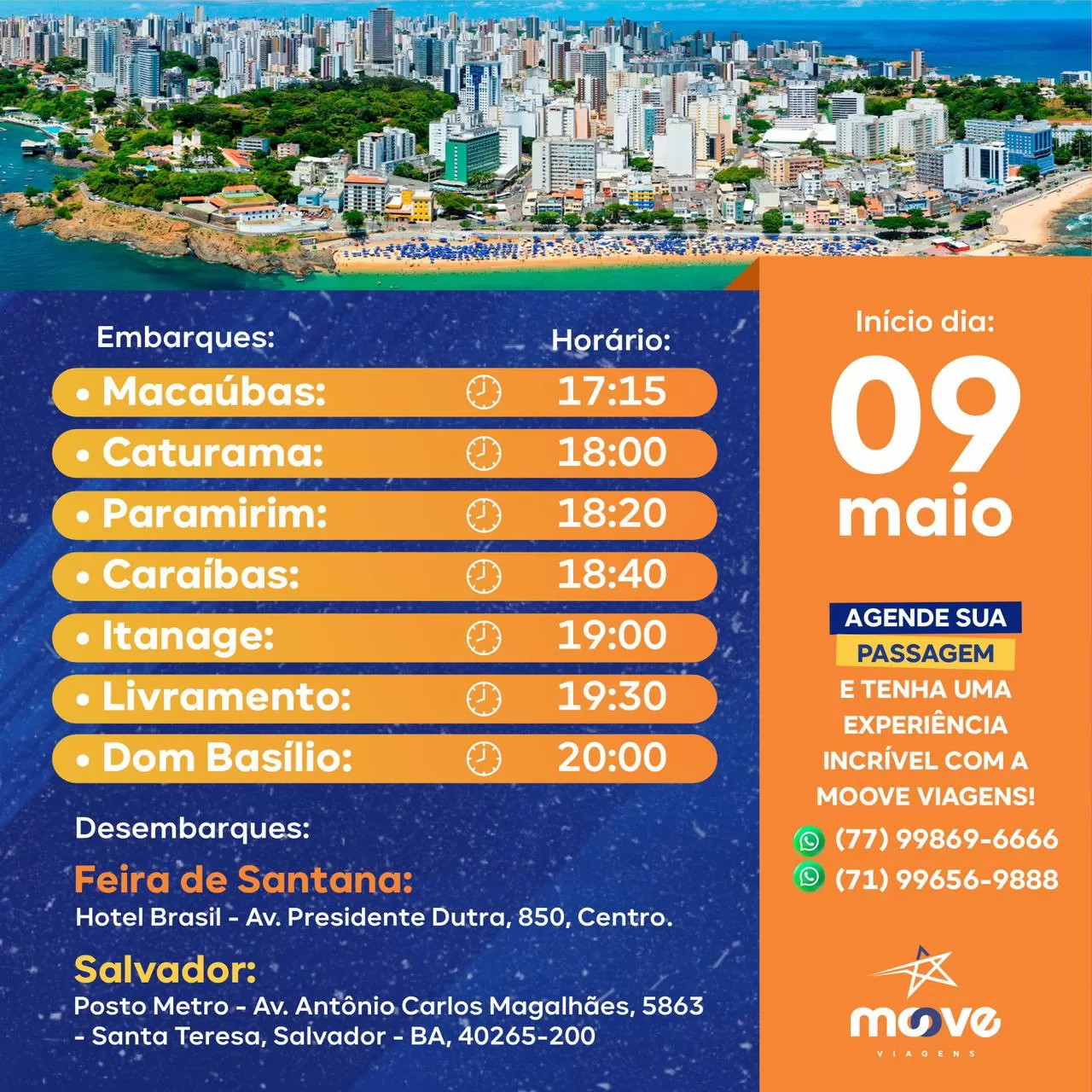 Novidades: Moove Viagens inaugura nova rota entre Macaúbas e Salvador 