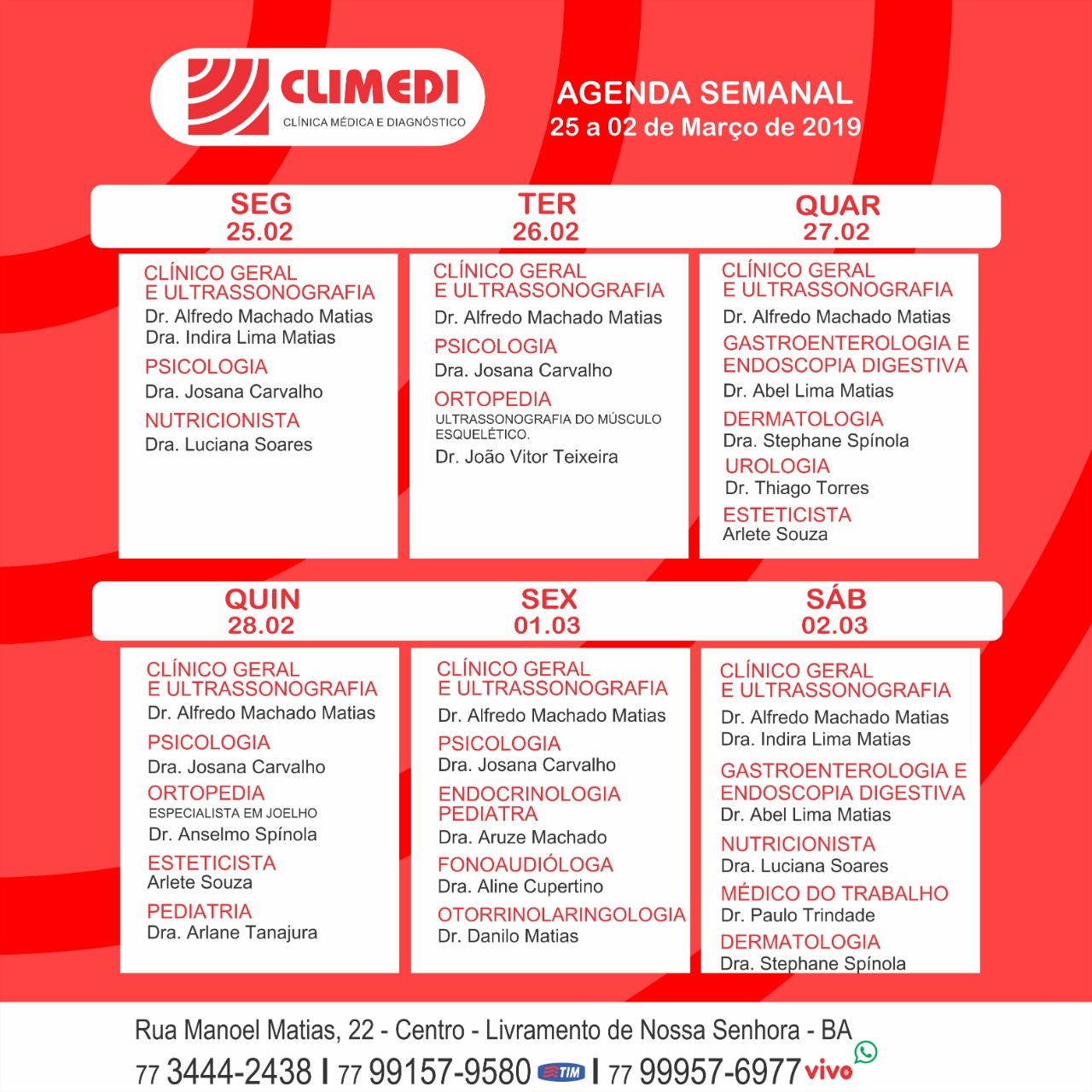 Confira agenda da CLIMEDI desta semana