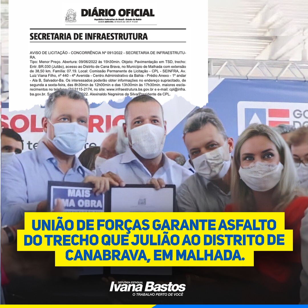Ivana e grupo político garantem o asfalto de Julião a Canabrava, em Malhada 